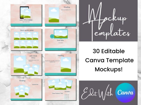 Download 15 Peachy Green Digital Product Mockups - Mockups Collection