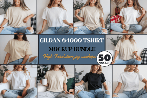 Download Gildan 64000 T-shirt Mockups Bundle - Mockups Collection
