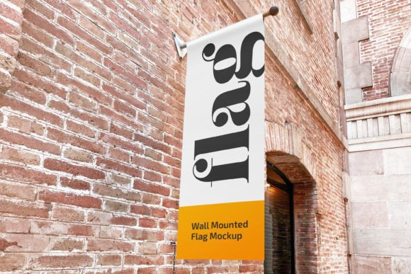 Download Wall Mounted Flag Mockup - Premium Resources